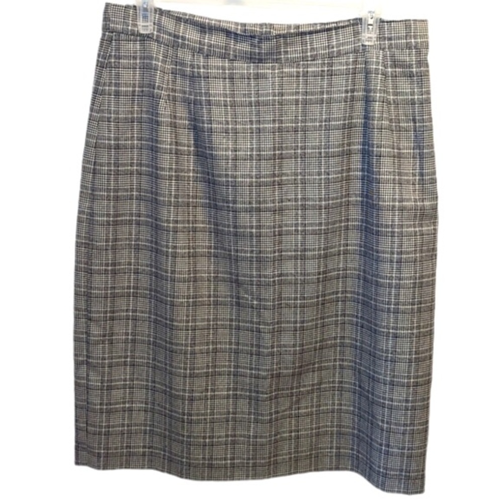 Vintage Claire France Black Plaid Pencil Skirt Fits size 14 Office 90's